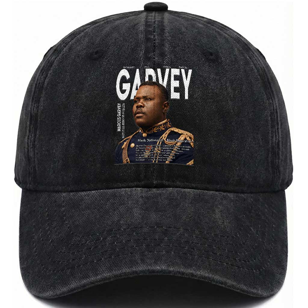 Vintage Black History Hero Marcus Garvey Washed Cotton Baseball Cap Black Pride