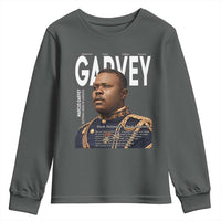 Vintage Black History Hero Marcus Garvey Youth Sweatshirt Black Pride