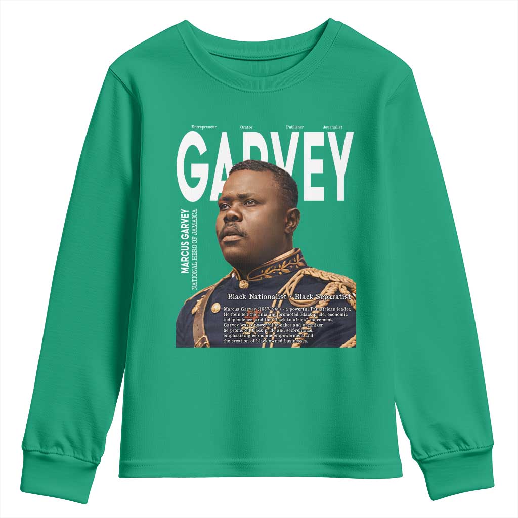 Vintage Black History Hero Marcus Garvey Youth Sweatshirt Black Pride