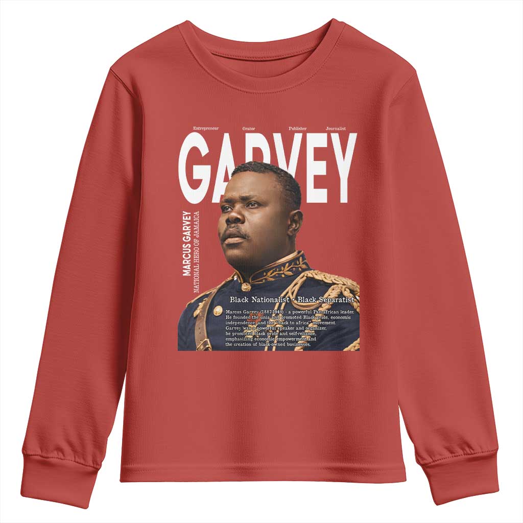 Vintage Black History Hero Marcus Garvey Youth Sweatshirt Black Pride
