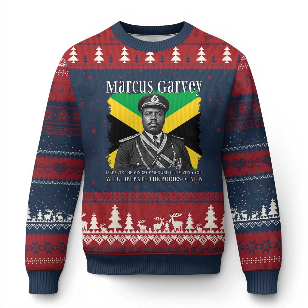 Marcus Garvey Liberation Quote Ugly Christmas Sweater Liberate The Minds Of Men