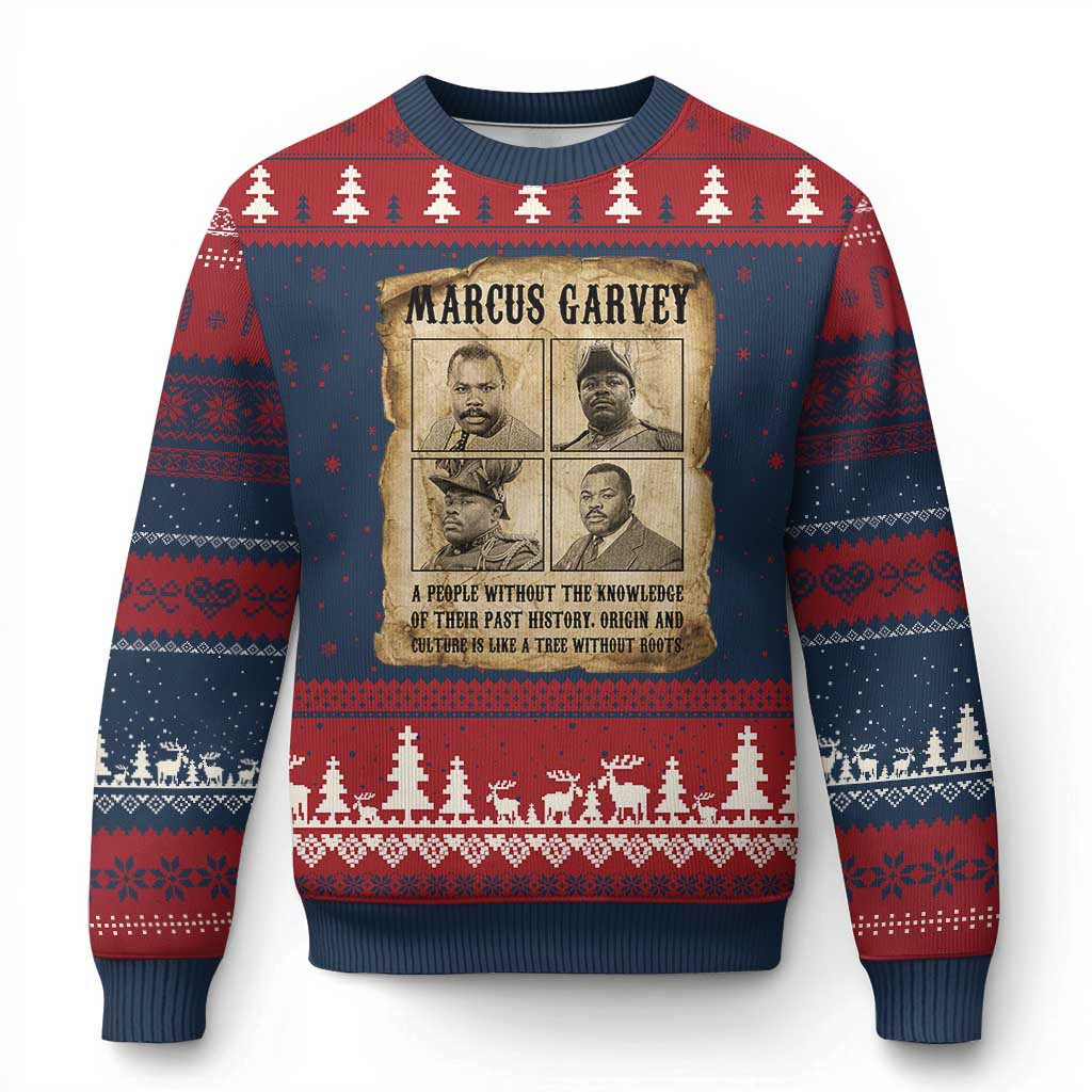 Vintage Marcus Garvey Quote Ugly Christmas Sweater A People Without Knowledge Of Their Past