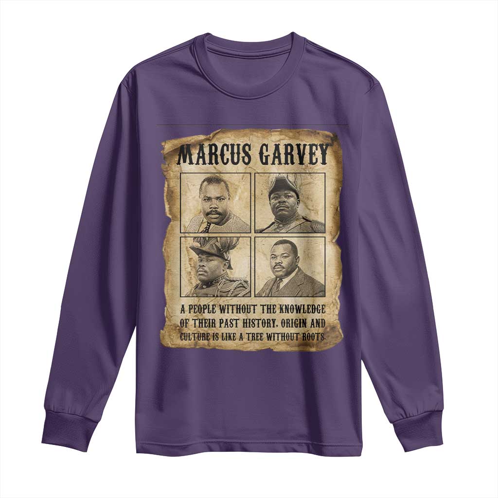 Vintage Marcus Garvey Quote Long Sleeve Shirt A People Without Knowledge Of Their Past