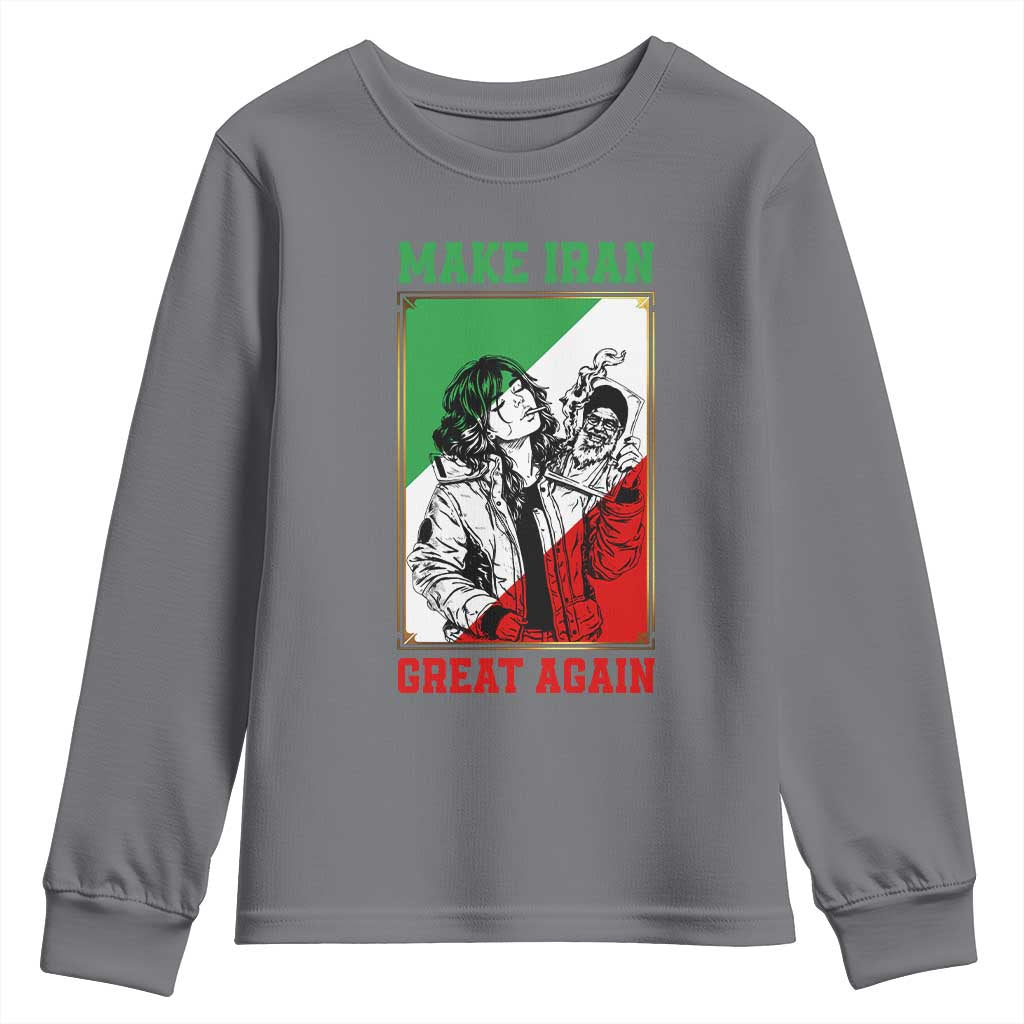 Make Iran Great Again Youth Sweatshirt Patriotic Iranian Heritage Gift