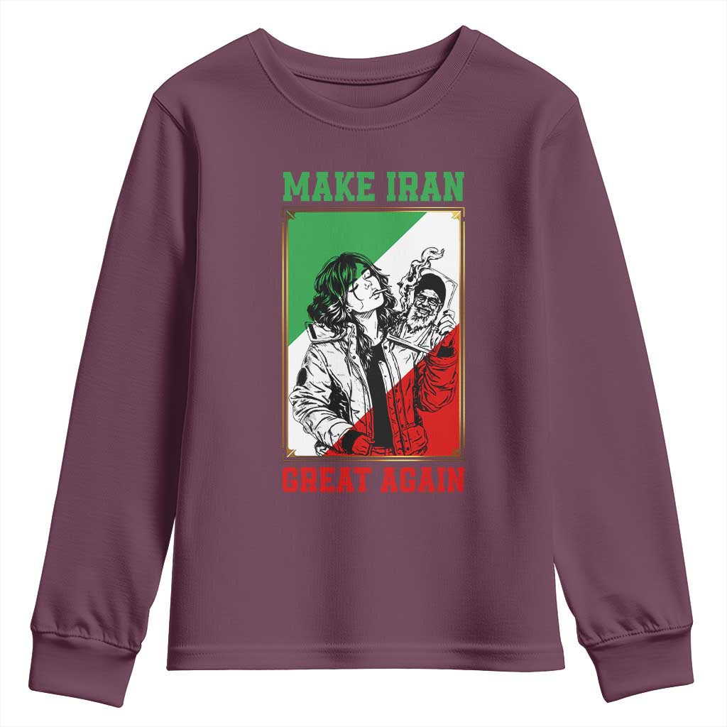 Make Iran Great Again Youth Sweatshirt Patriotic Iranian Heritage Gift