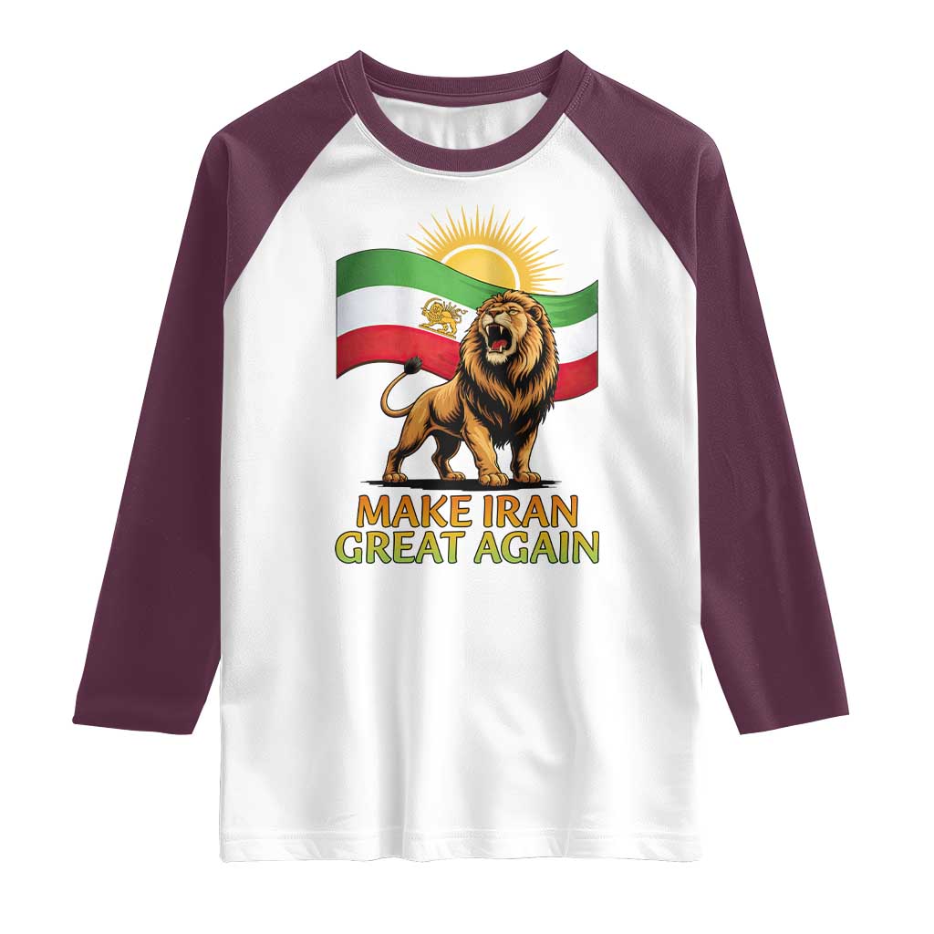 Patriotic Iranian Pride Gift Raglan Shirt Make Iran Great Again