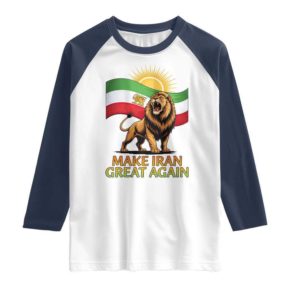 Patriotic Iranian Pride Gift Raglan Shirt Make Iran Great Again