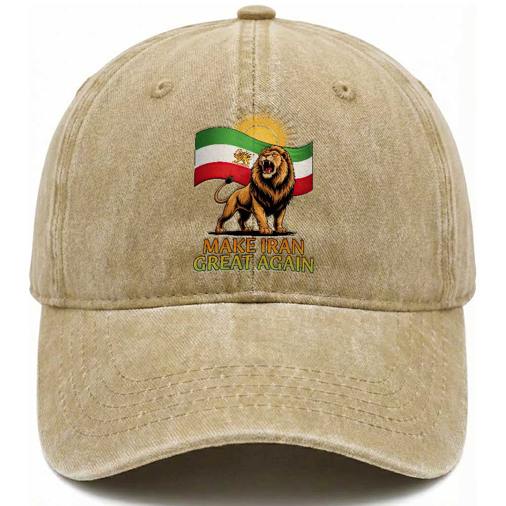 Patriotic Iranian Pride Gift Washed Cotton Baseball Cap Make Iran Great Again
