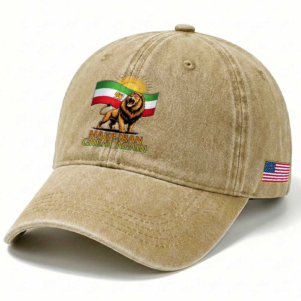 Patriotic Iranian Pride Gift Washed Cotton Baseball Cap Make Iran Great Again