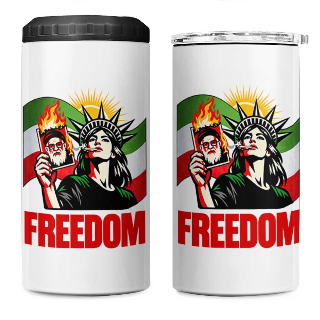 Woman Life Freedom 4 in 1 Can Cooler Tumbler Free Iran Protest Resistance Movement