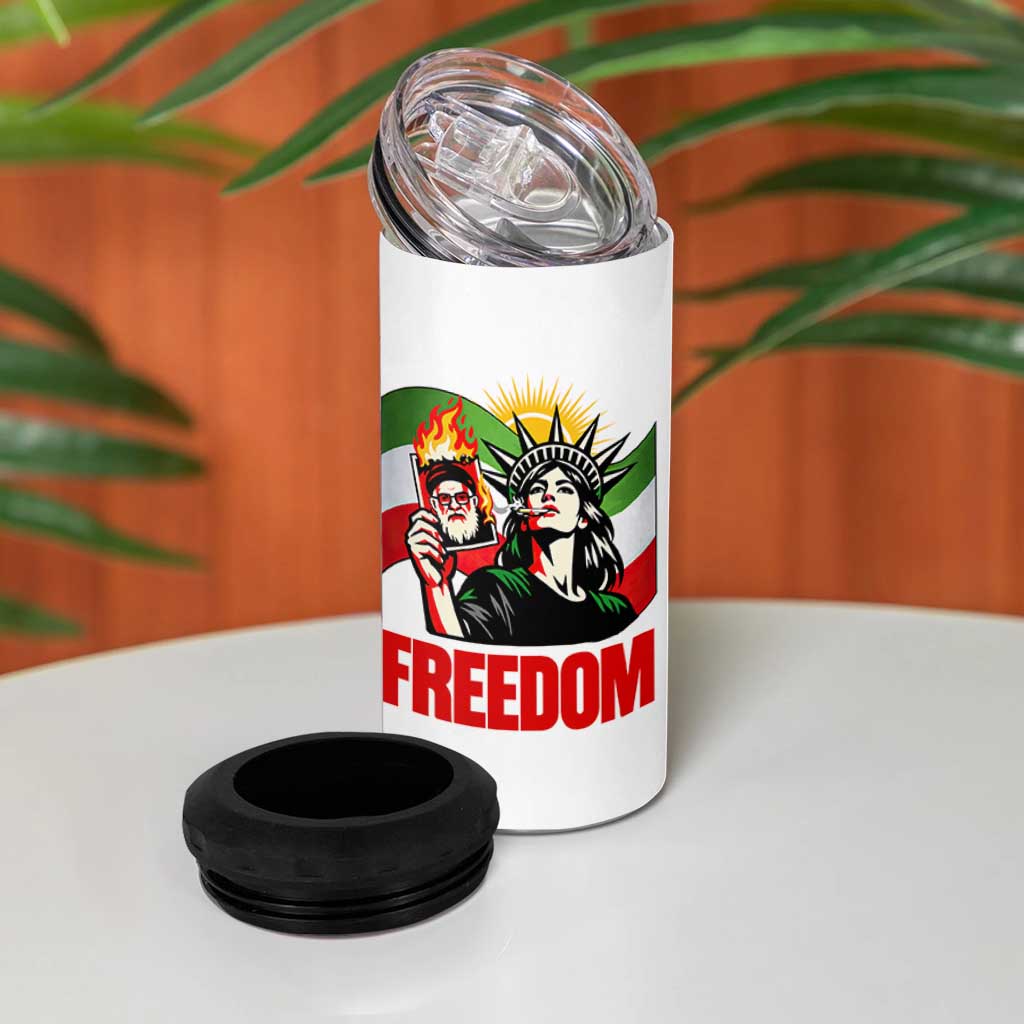 Woman Life Freedom 4 in 1 Can Cooler Tumbler Free Iran Protest Resistance Movement