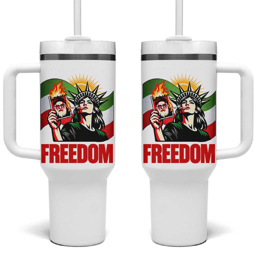 Woman Life Freedom Tumbler With Handle Free Iran Protest Resistance Movement