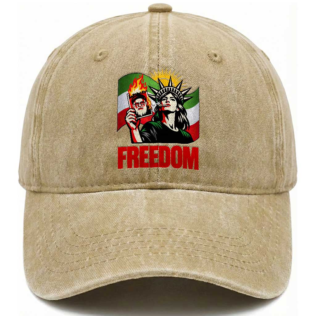 Woman Life Freedom Washed Cotton Baseball Cap Free Iran Protest Resistance Movement