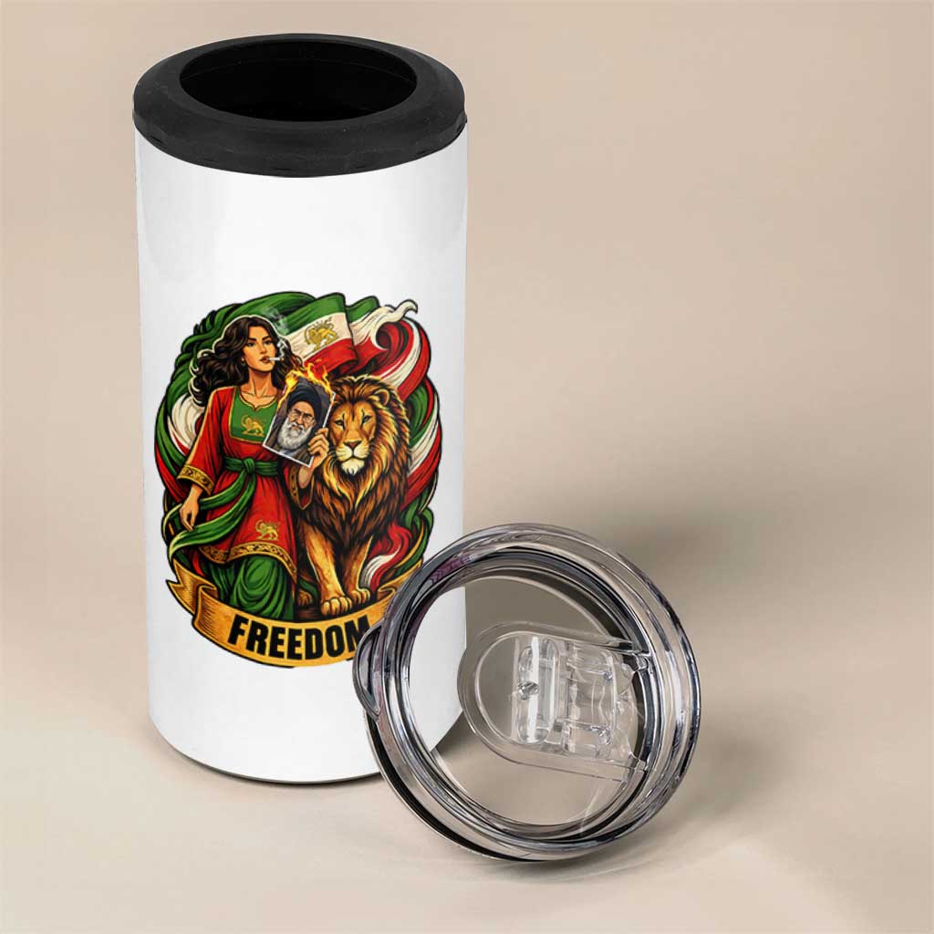 Woman Life Freedom 4 in 1 Can Cooler Tumbler Iranian Women Resistance Pride