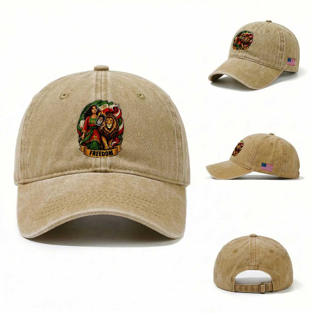 Woman Life Freedom Washed Cotton Baseball Cap Iranian Women Resistance Pride