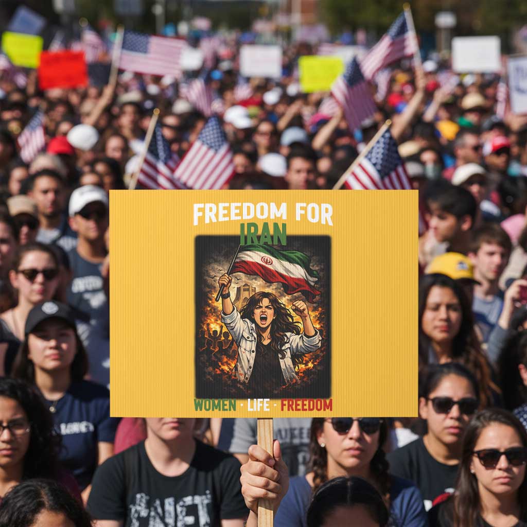Iran Womens Protest Protest Sign Freedom For Iran Resistance Movement
