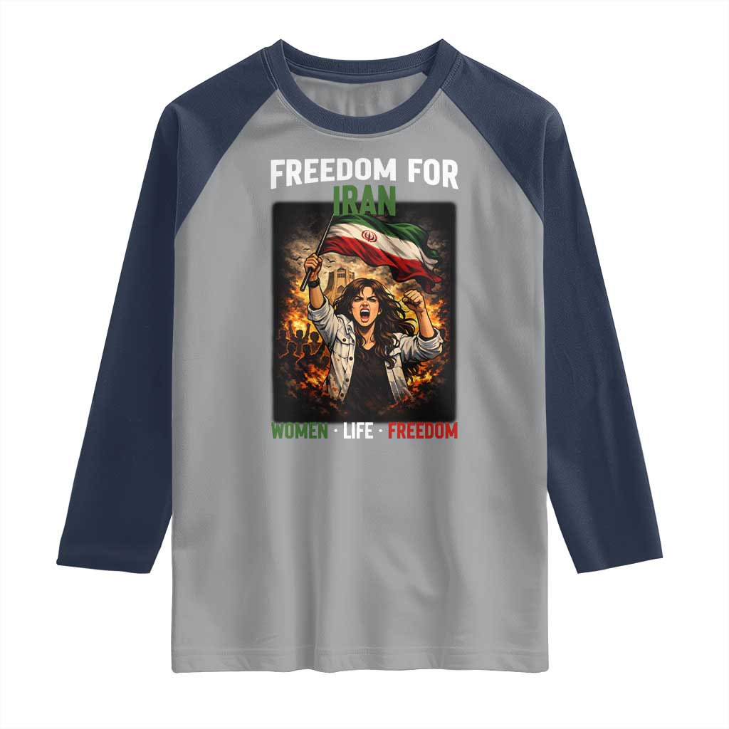 Iran Womens Protest Raglan Shirt Freedom For Iran Resistance Movement