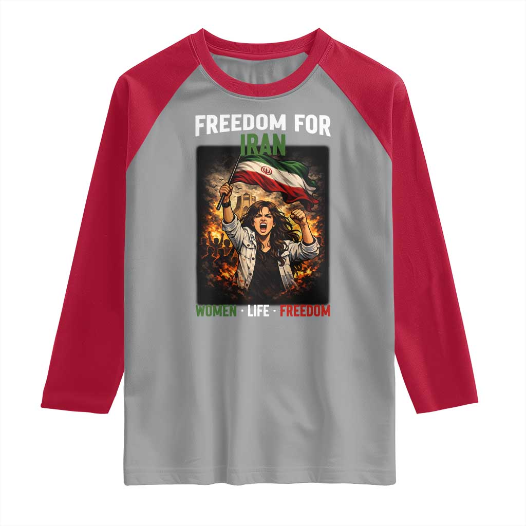 Iran Womens Protest Raglan Shirt Freedom For Iran Resistance Movement