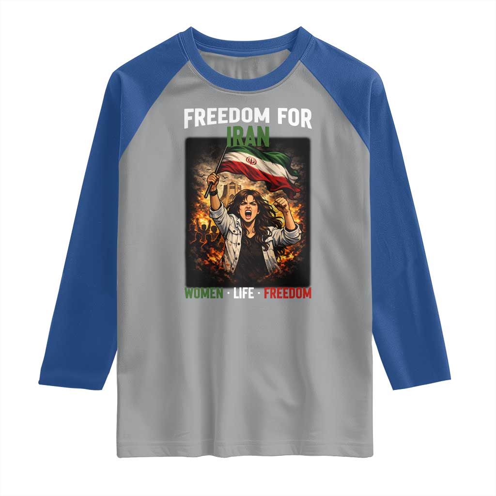 Iran Womens Protest Raglan Shirt Freedom For Iran Resistance Movement