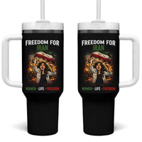 Iran Womens Protest Tumbler With Handle Freedom For Iran Resistance Movement