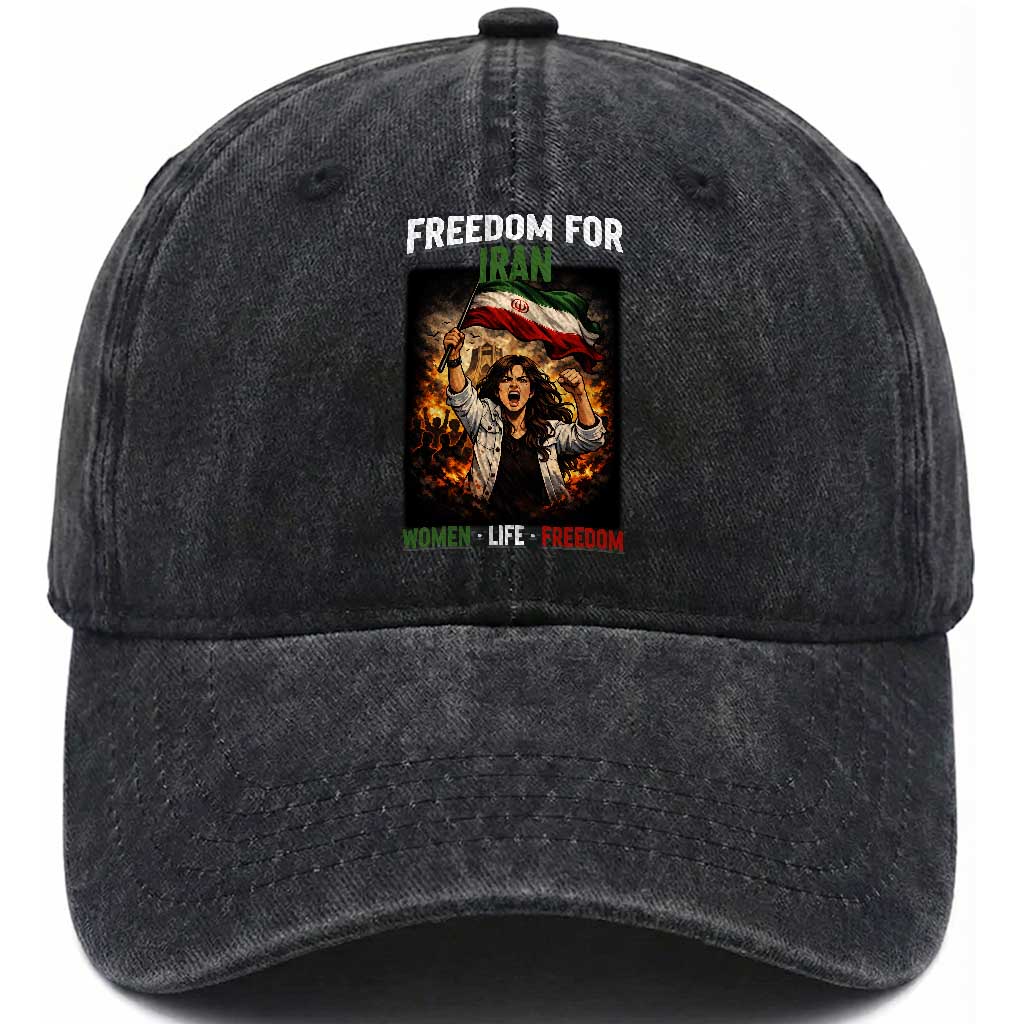 Iran Womens Protest Washed Cotton Baseball Cap Freedom For Iran Resistance Movement