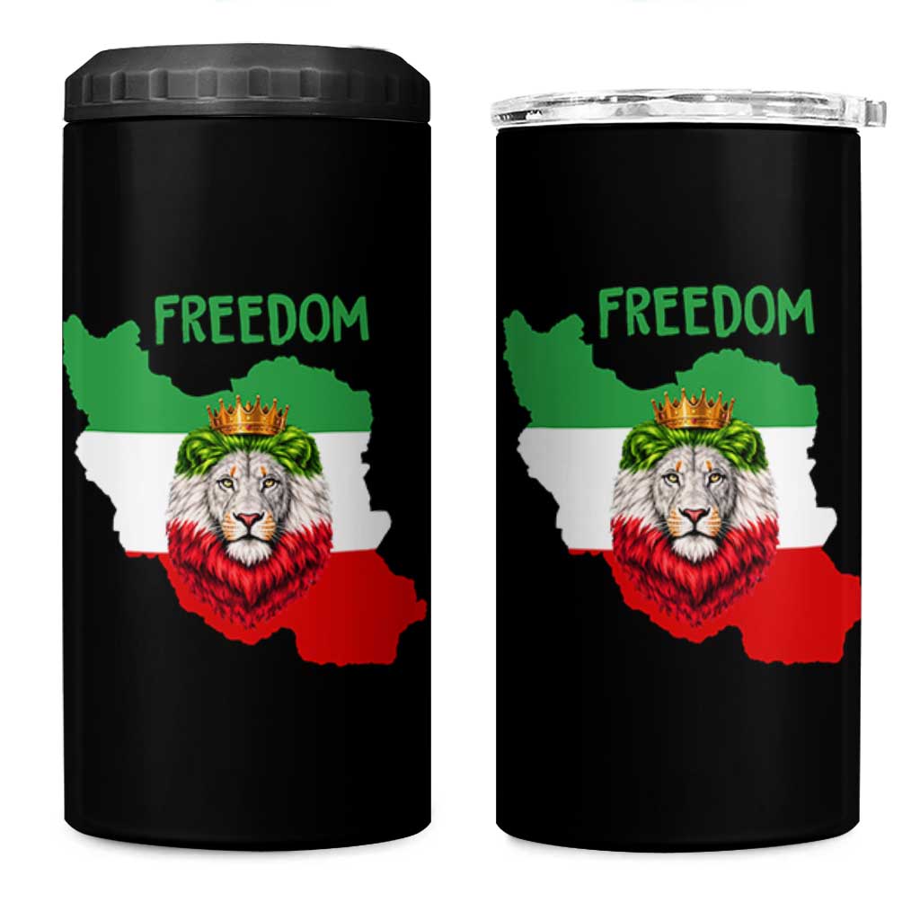Freedom Iran 4 in 1 Can Cooler Tumbler Patriotic Persian Lion Resistance Movement Gift