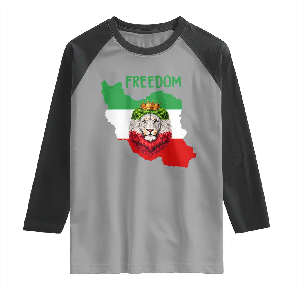 Freedom Iran Raglan Shirt Patriotic Persian Lion Resistance Movement Gift