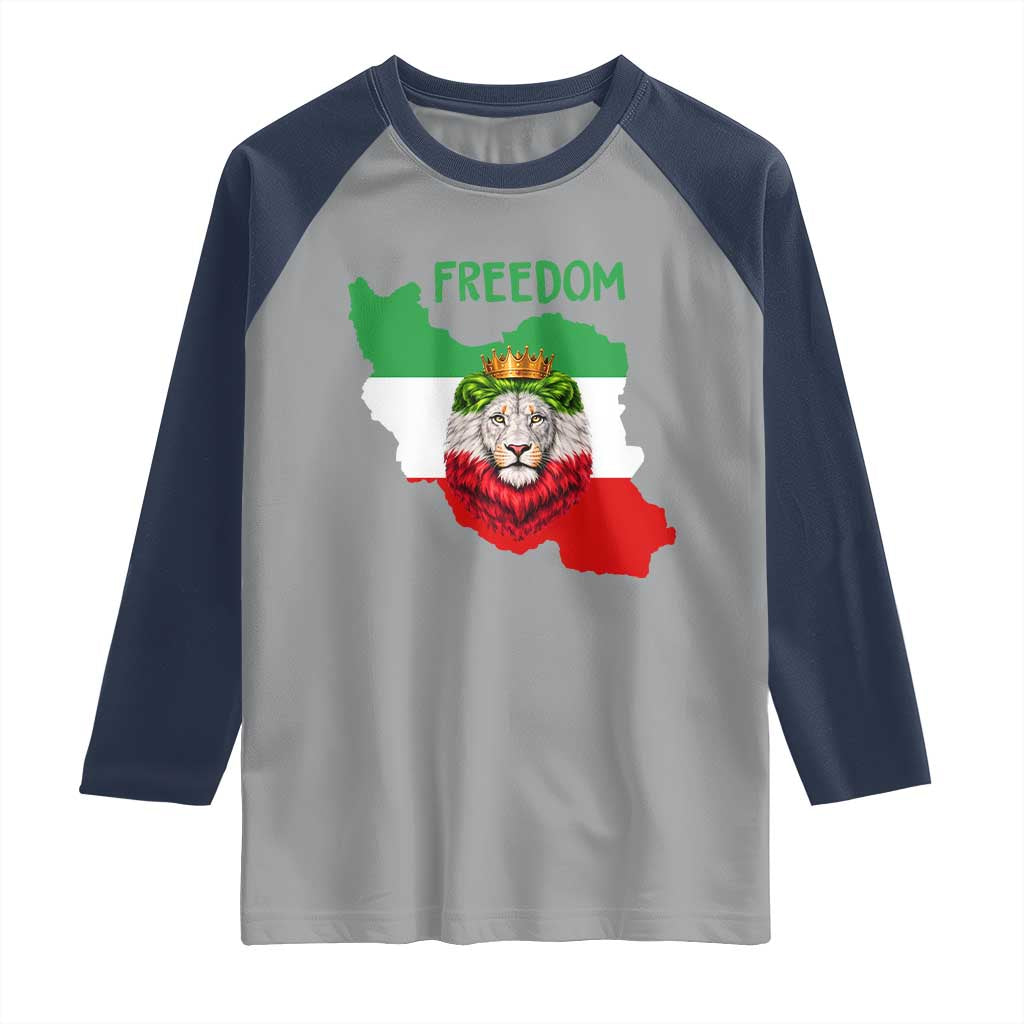 Freedom Iran Raglan Shirt Patriotic Persian Lion Resistance Movement Gift