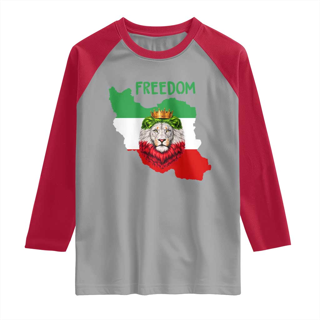 Freedom Iran Raglan Shirt Patriotic Persian Lion Resistance Movement Gift