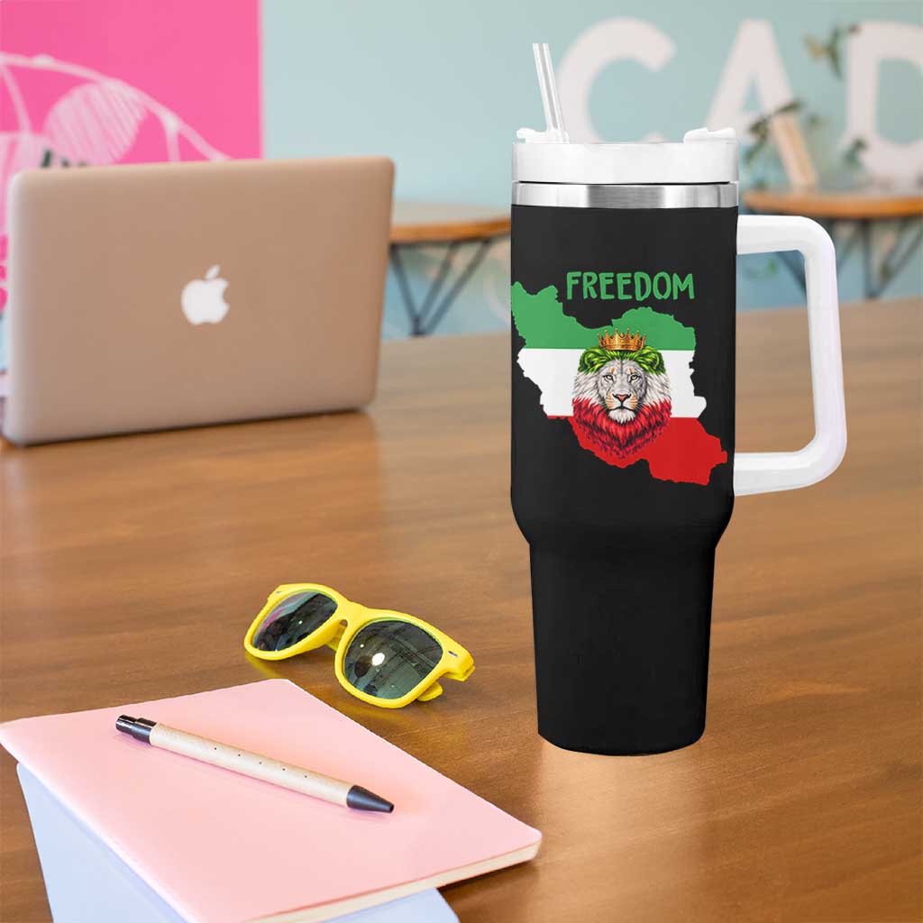 Freedom Iran Tumbler With Handle Patriotic Persian Lion Resistance Movement Gift