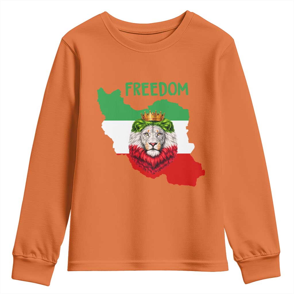 Freedom Iran Youth Sweatshirt Patriotic Persian Lion Resistance Movement Gift