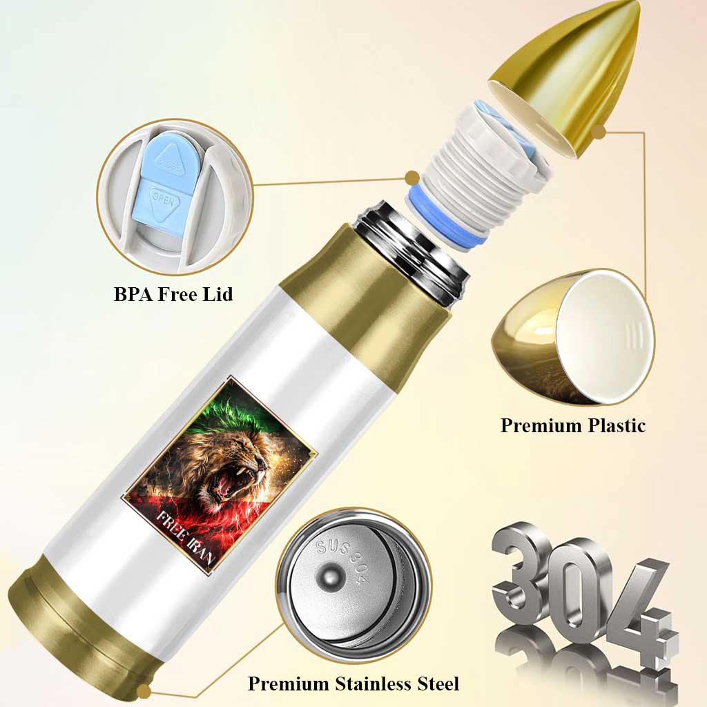Free Iran Lion Bullet Tumbler Freedom Resistance Solidarity Movement Gift