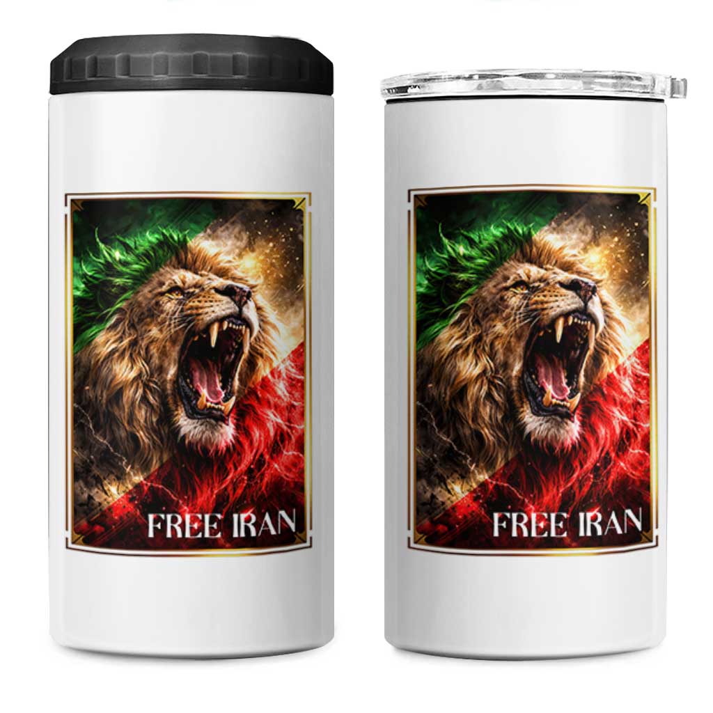 Free Iran Lion 4 in 1 Can Cooler Tumbler Freedom Resistance Solidarity Movement Gift