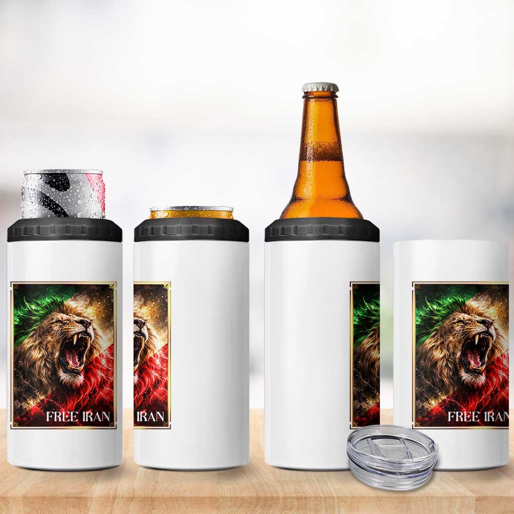 Free Iran Lion 4 in 1 Can Cooler Tumbler Freedom Resistance Solidarity Movement Gift