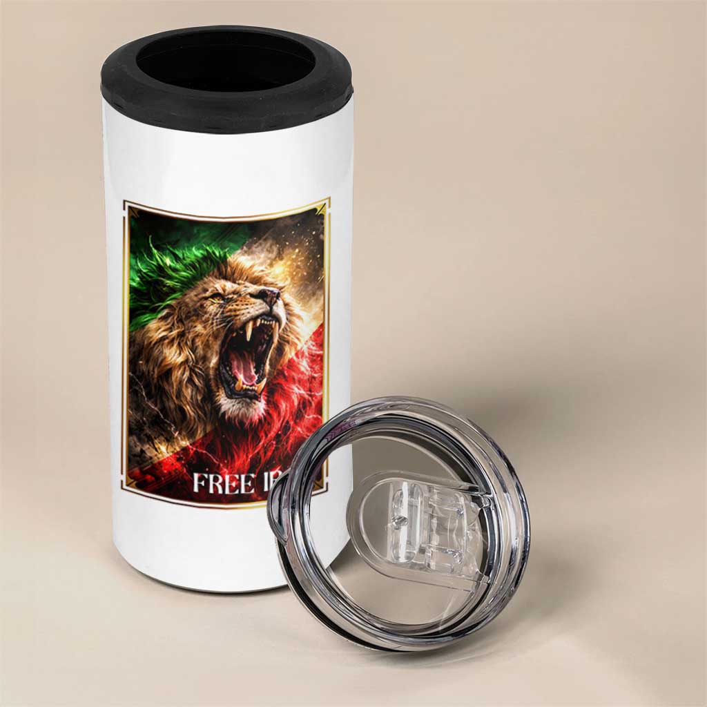 Free Iran Lion 4 in 1 Can Cooler Tumbler Freedom Resistance Solidarity Movement Gift