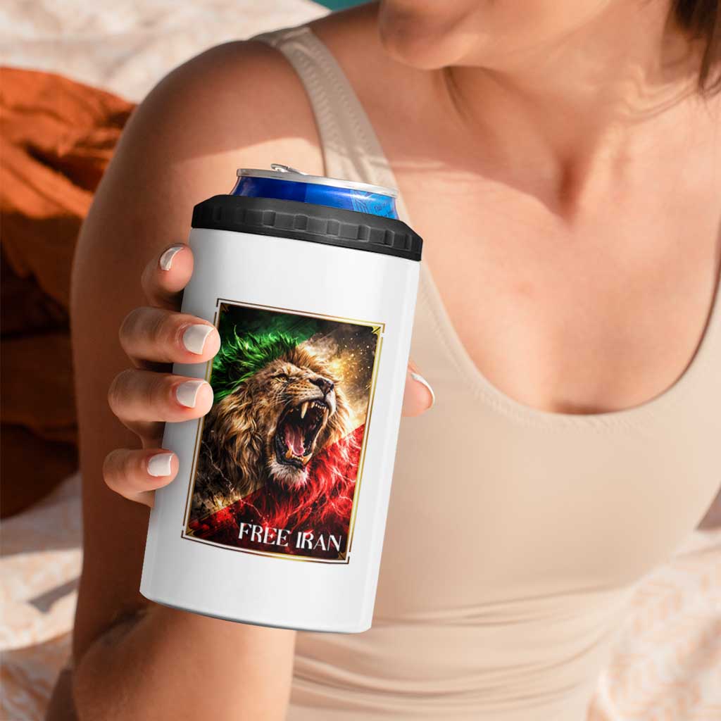 Free Iran Lion 4 in 1 Can Cooler Tumbler Freedom Resistance Solidarity Movement Gift