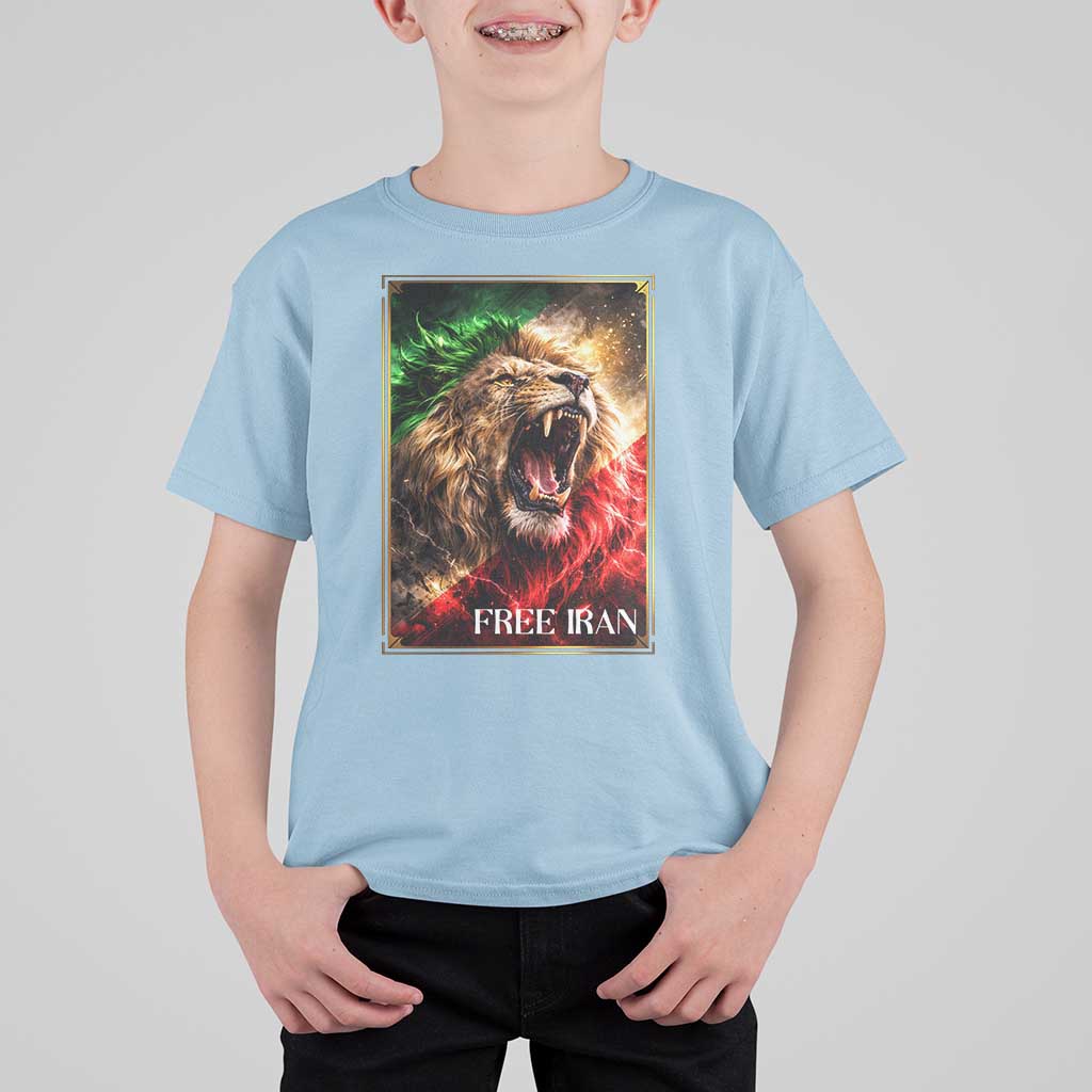 Free Iran Lion T Shirt For Kid Freedom Resistance Solidarity Movement Gift