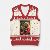 Free Iran Lion V-Neck Knit Sweater Vest Freedom Resistance Solidarity Movement Gift