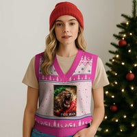 Free Iran Lion V-Neck Knit Sweater Vest Freedom Resistance Solidarity Movement Gift