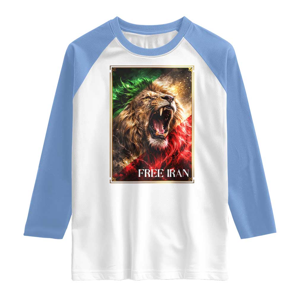 Free Iran Lion Raglan Shirt Freedom Resistance Solidarity Movement Gift
