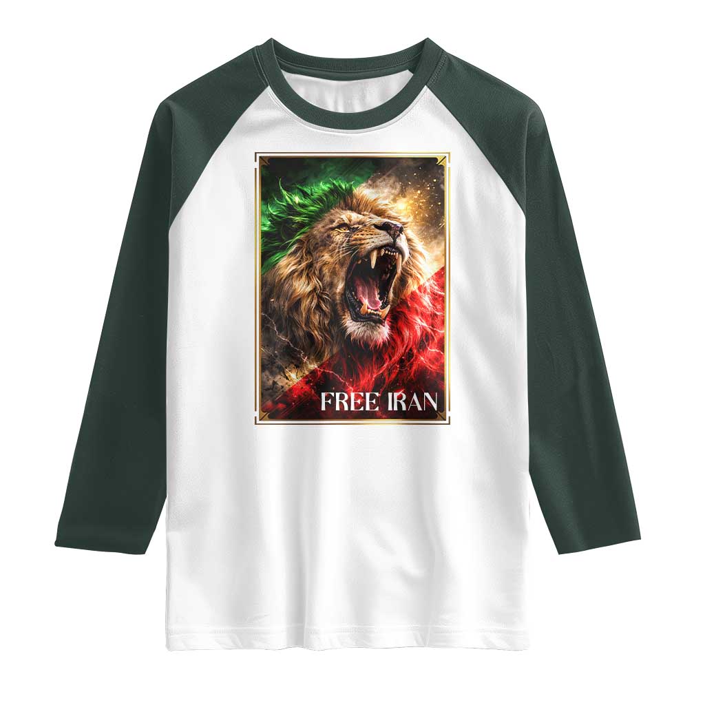 Free Iran Lion Raglan Shirt Freedom Resistance Solidarity Movement Gift