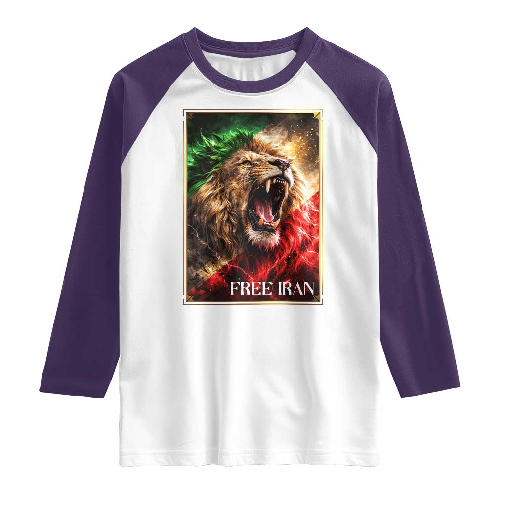 Free Iran Lion Raglan Shirt Freedom Resistance Solidarity Movement Gift