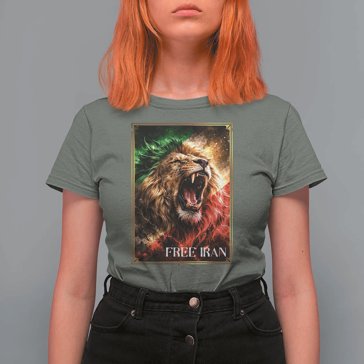 Free Iran Lion T Shirt For Women Freedom Resistance Solidarity Movement Gift