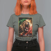 Free Iran Lion T Shirt For Women Freedom Resistance Solidarity Movement Gift