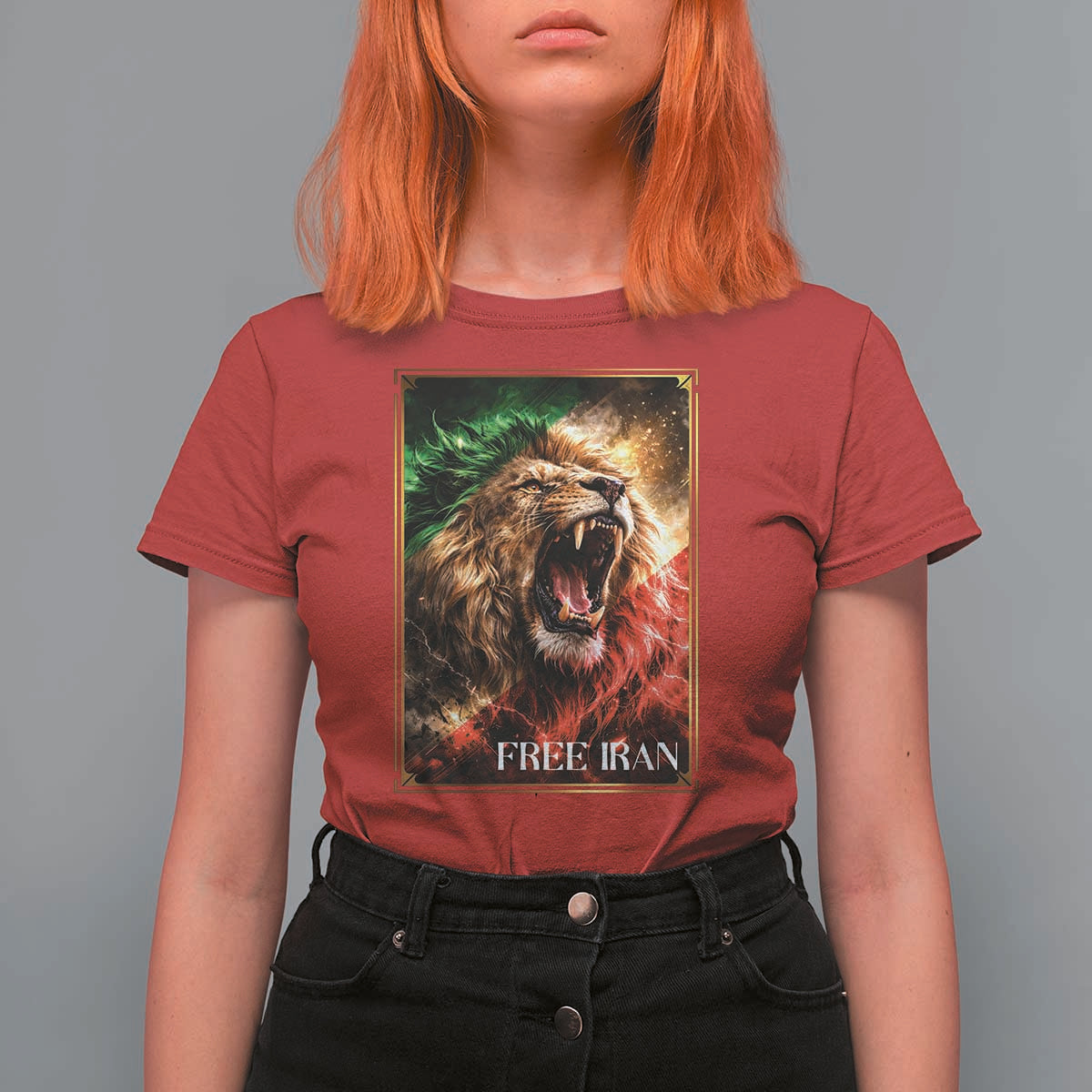 Free Iran Lion T Shirt For Women Freedom Resistance Solidarity Movement Gift