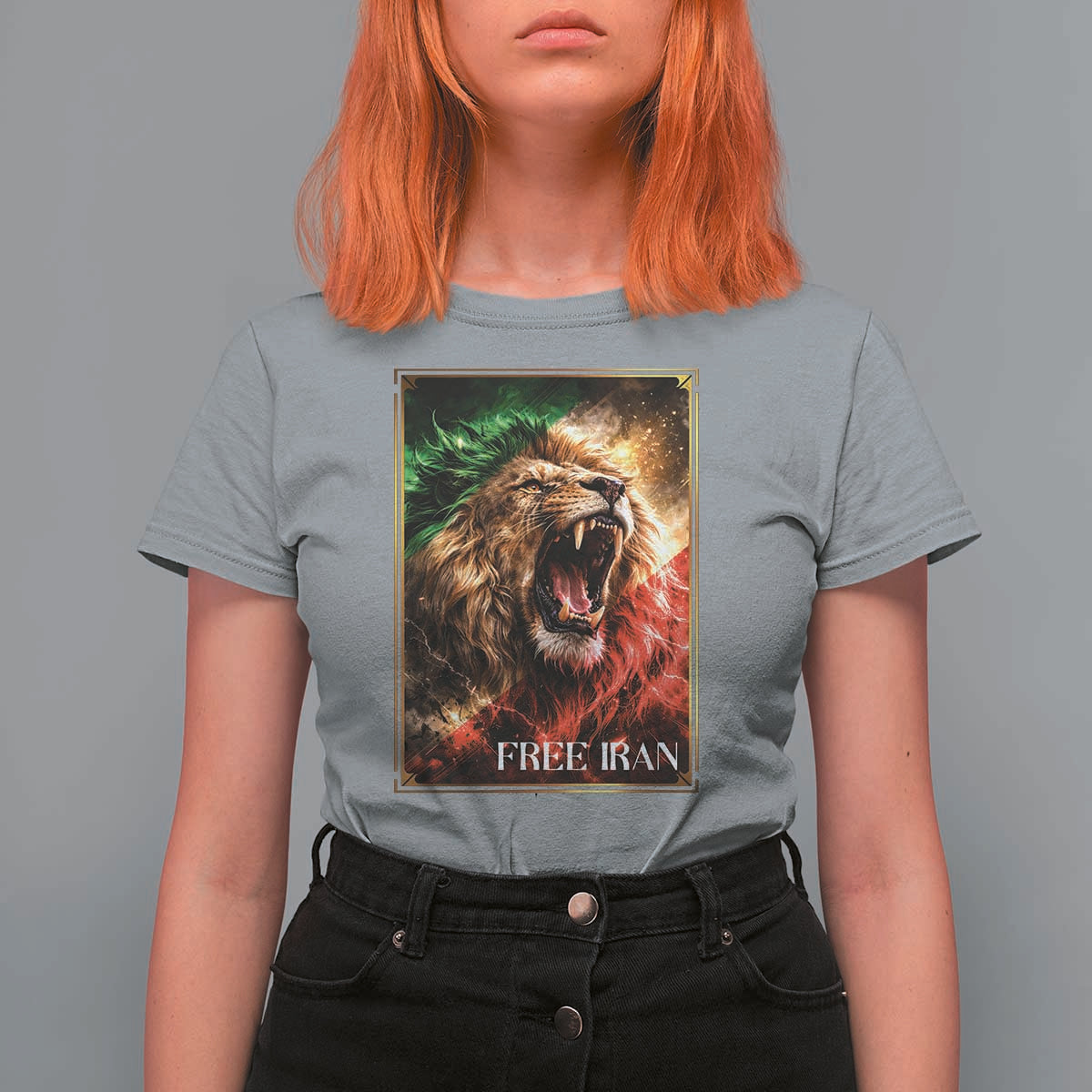 Free Iran Lion T Shirt For Women Freedom Resistance Solidarity Movement Gift