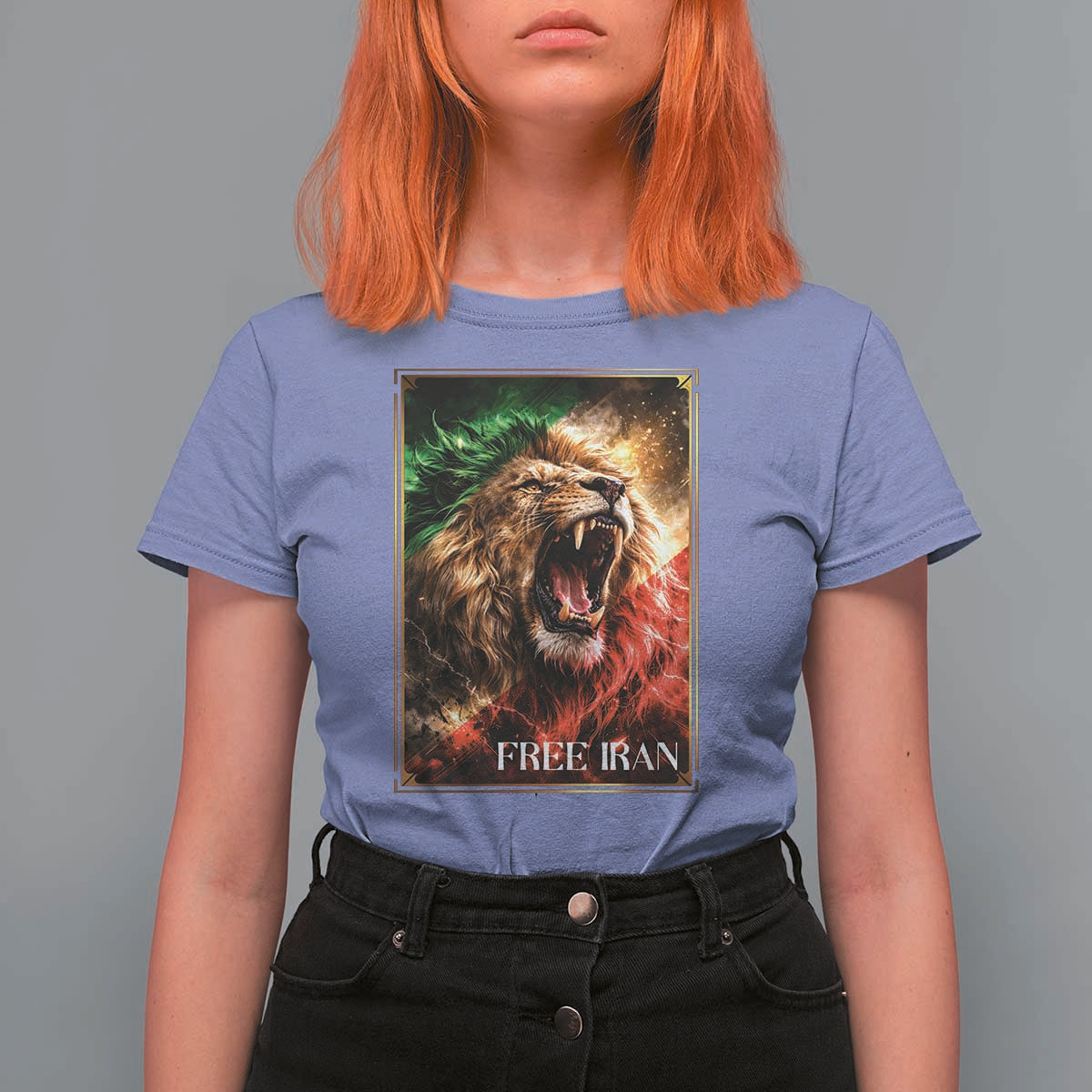 Free Iran Lion T Shirt For Women Freedom Resistance Solidarity Movement Gift
