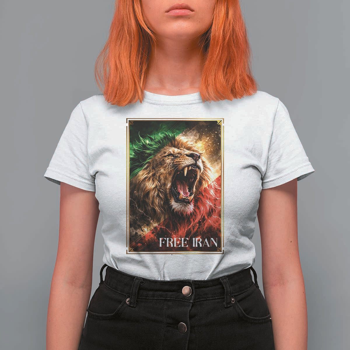 Free Iran Lion T Shirt For Women Freedom Resistance Solidarity Movement Gift