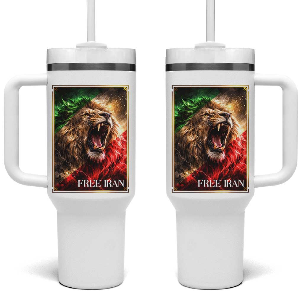 Free Iran Lion Tumbler With Handle Freedom Resistance Solidarity Movement Gift