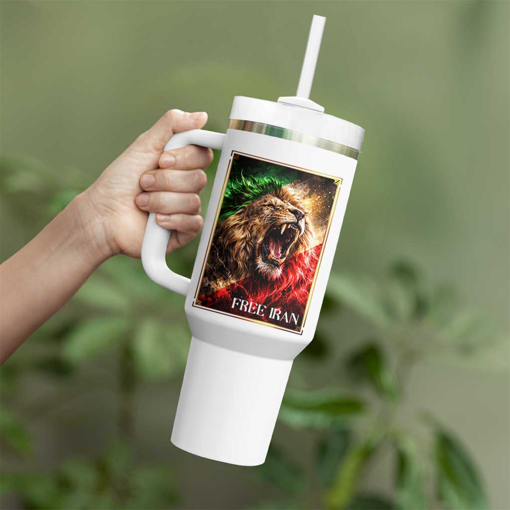 Free Iran Lion Tumbler With Handle Freedom Resistance Solidarity Movement Gift